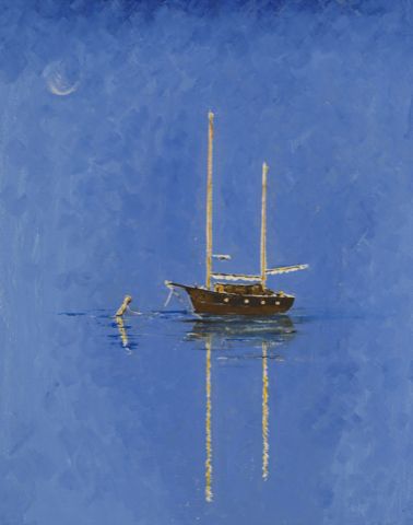 Sailboat-On The Ocean Blue - Oil on Canvas