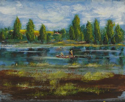 Two Boys Fishing 16x20 - Oil on Canvas